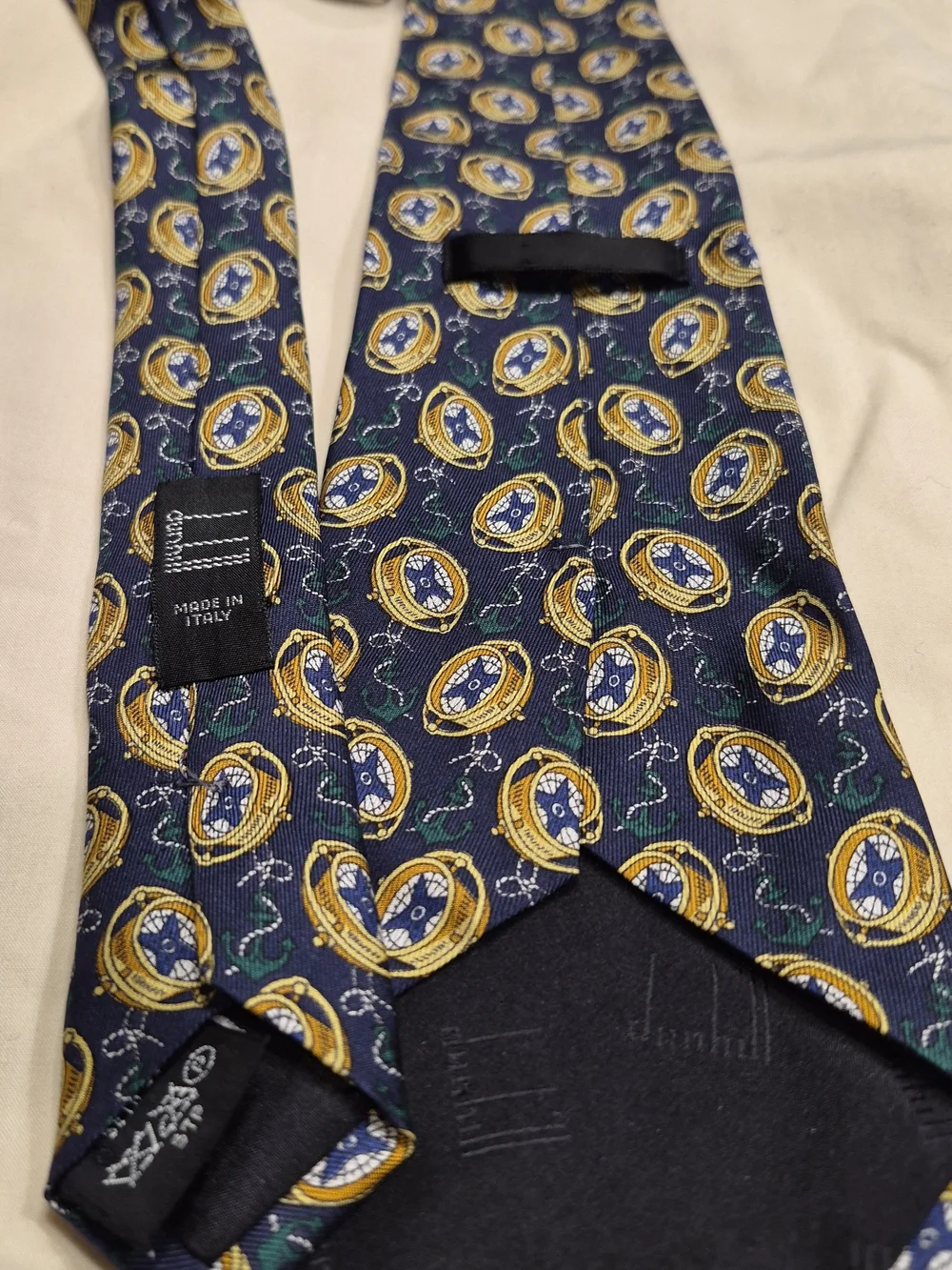 Classic Navy and Gold Patterned Men's Tie